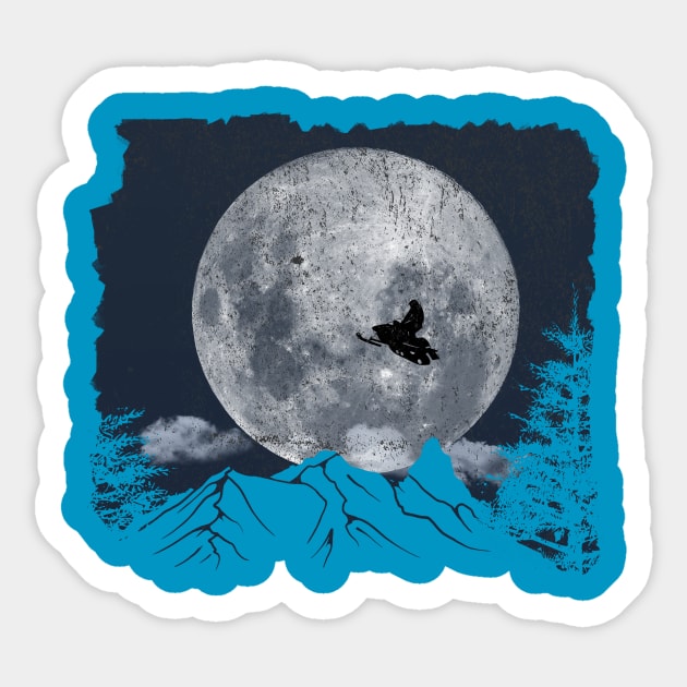 Snowmobile Freestyle -  Blue Moon Sticker by MerlinArt